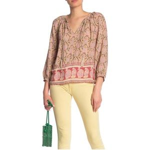 Lucky Brand Border Print Peasant Top